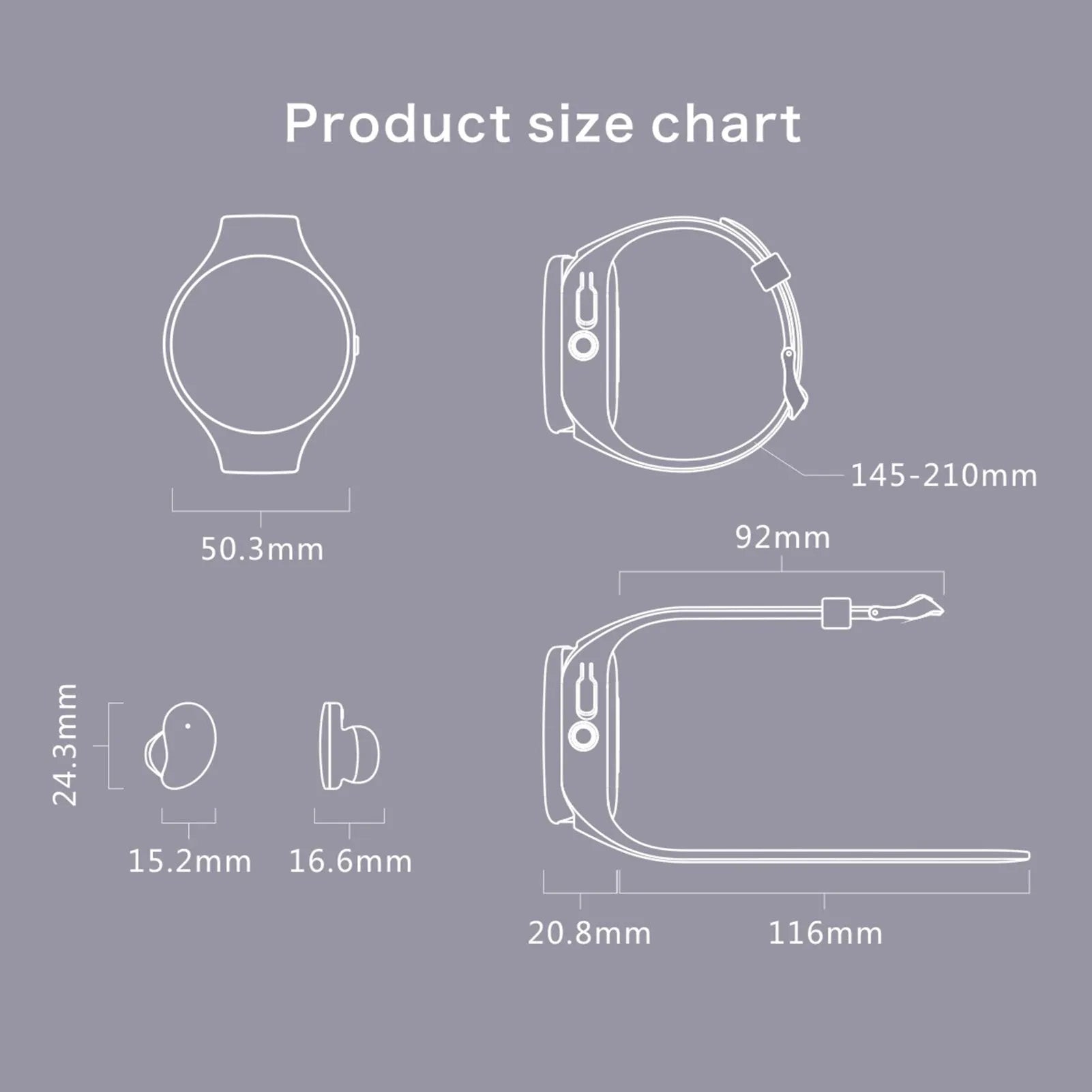 Black detachable smart watch and Bluetooth earphone combo for fitness tracking and calls.