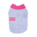 Blue and purple polyester dog vest with front chest rope ring for small dogs