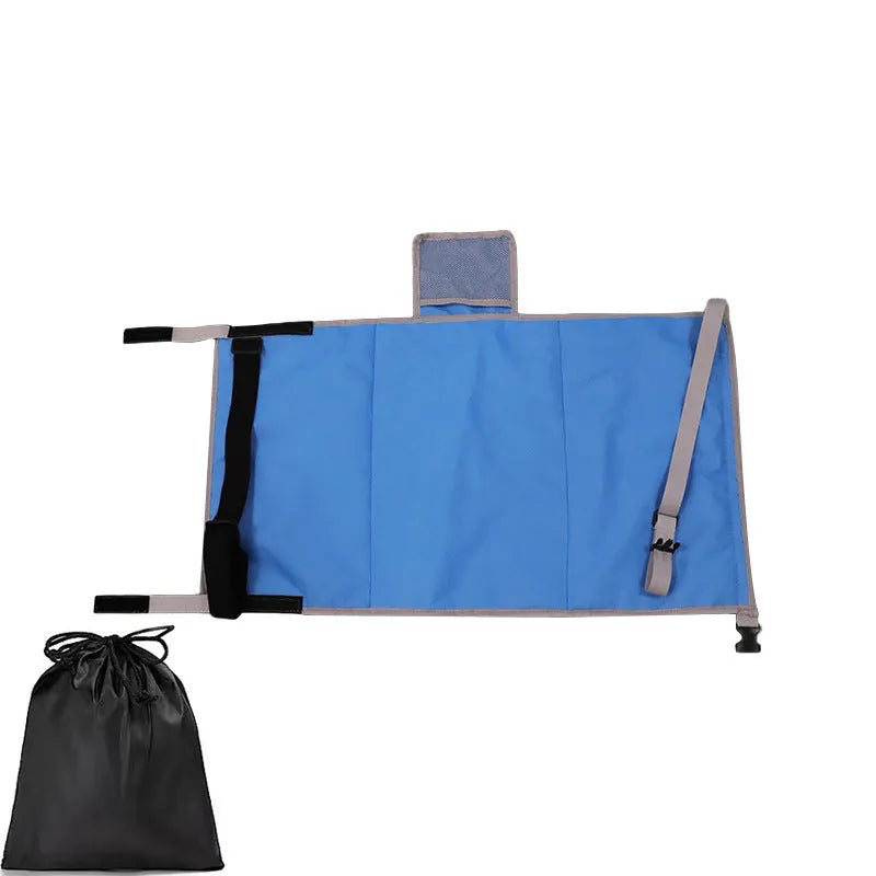 Portable children's aircraft seat extender footrest in nylon with drawstring storage pocket