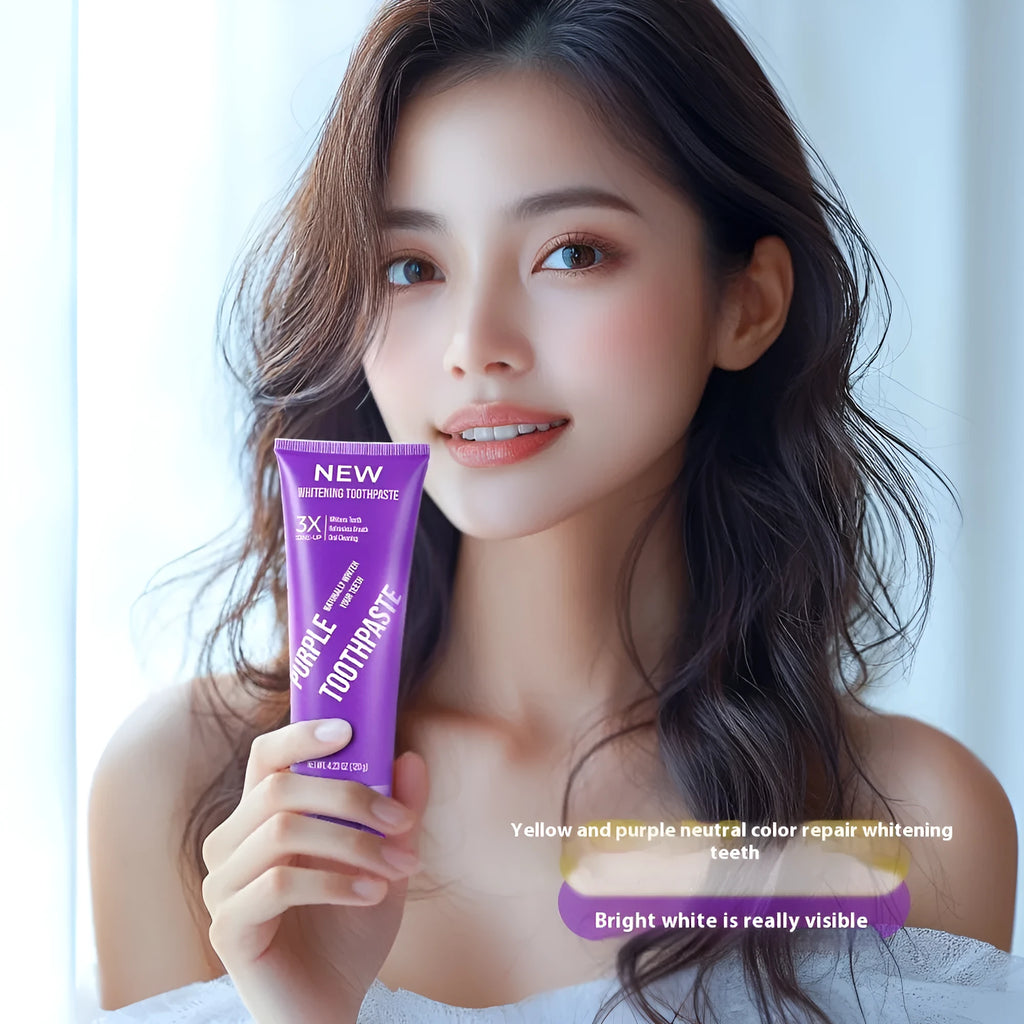 Tube of purple whitening toothpaste for adults 120g size
