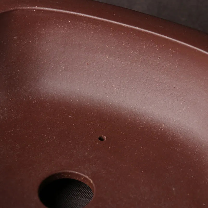 Handmade purple clay bonsai basin in classical Chinese style, 25cm long by 20cm wide