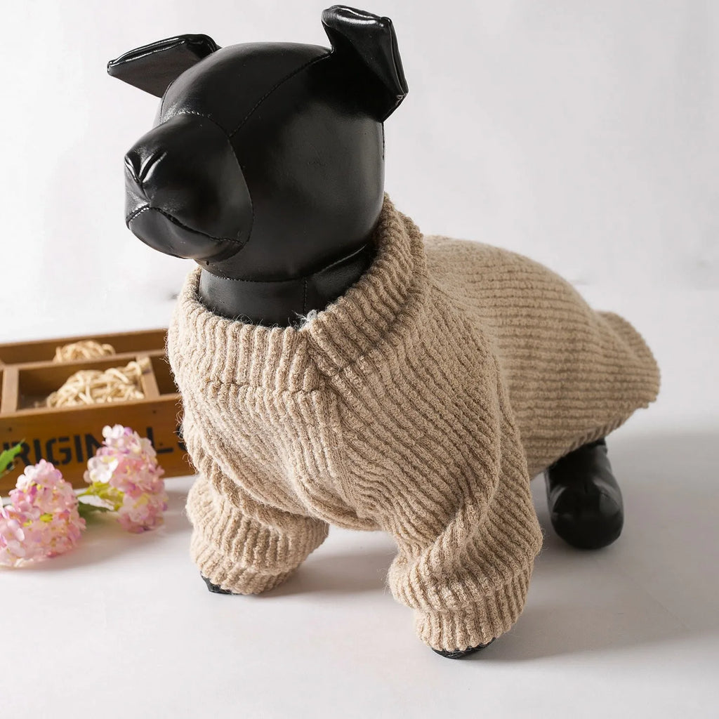 Brown cloth sweater pullover for small dog breeds like Bichon and Pomeranian