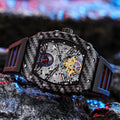 Mechanical men's watch with luminous hands, 30m waterproof rating, and rubber strap in colour options