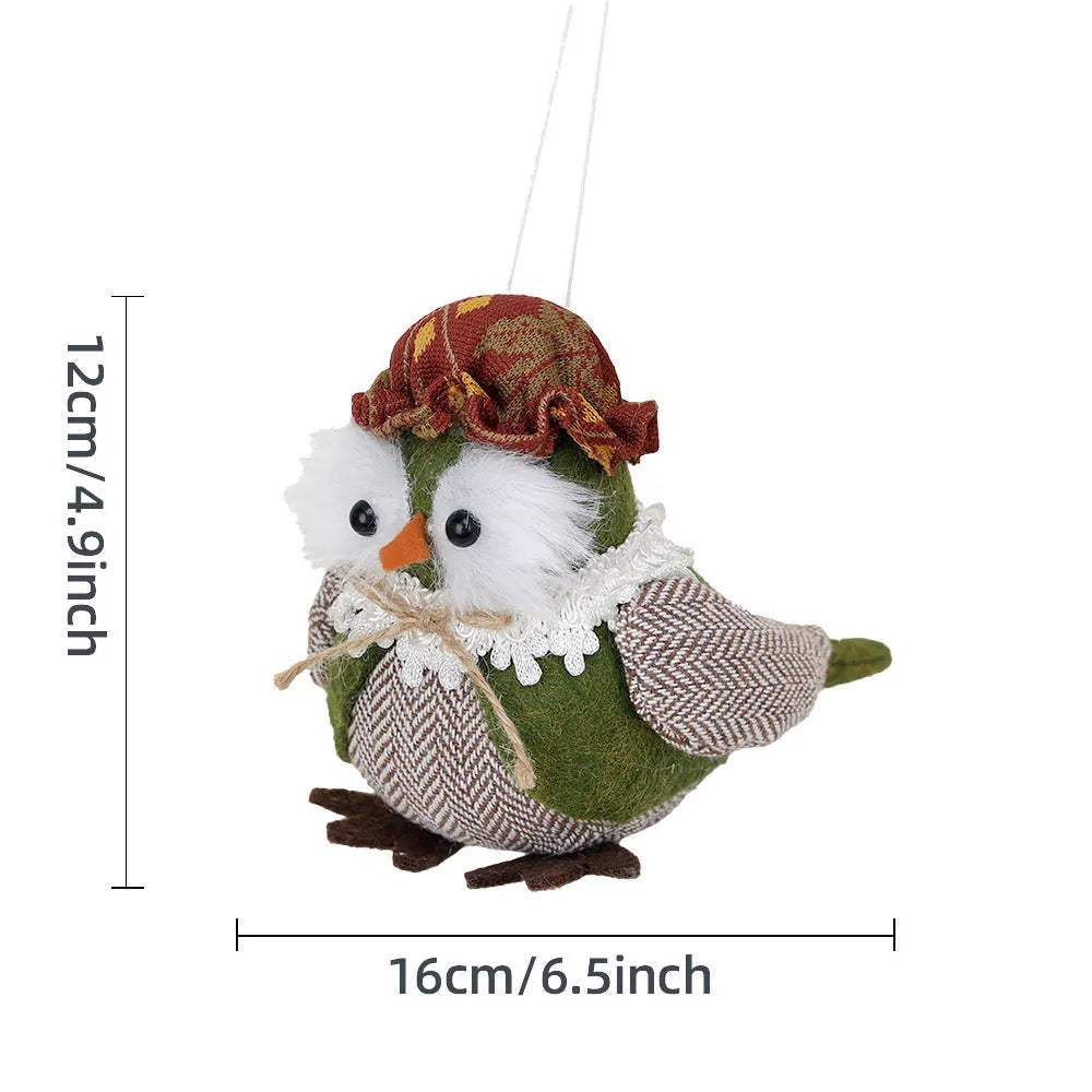 Thanksgiving harvest owl pendant ornament in orange and green colours for window or desktop decoration