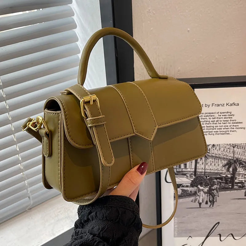 Women's beige PU messenger bag with horizontal square shape and file organiser compartment