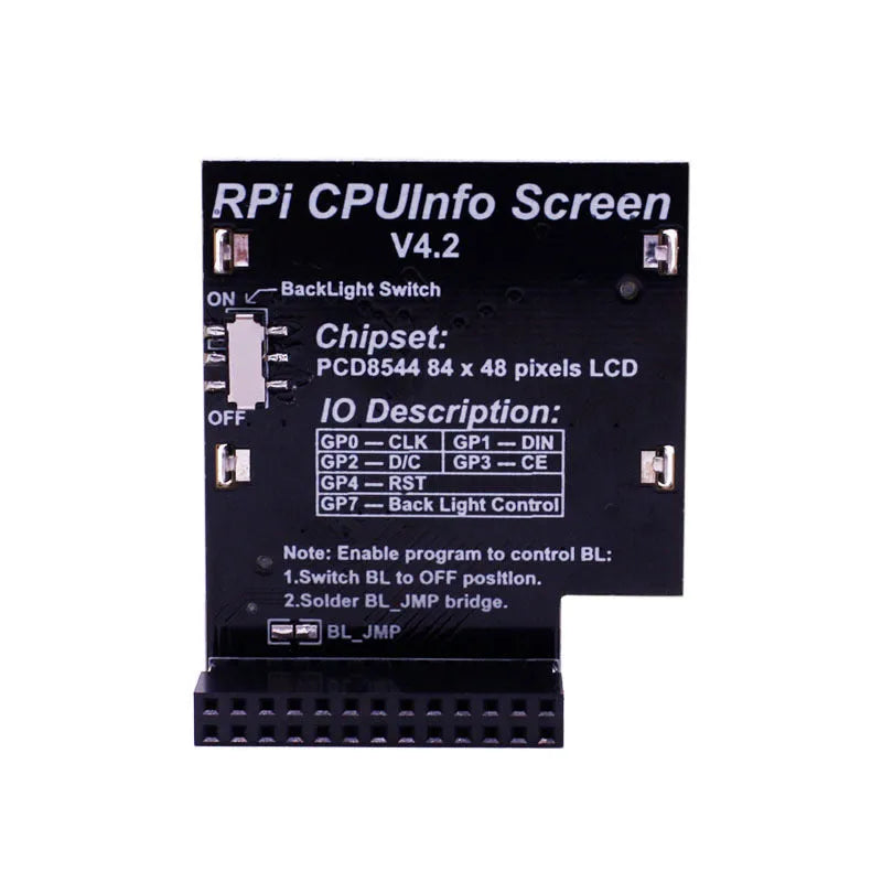 1.6 inch LCD display for Raspberry Pi with backlight switch showing CPU information