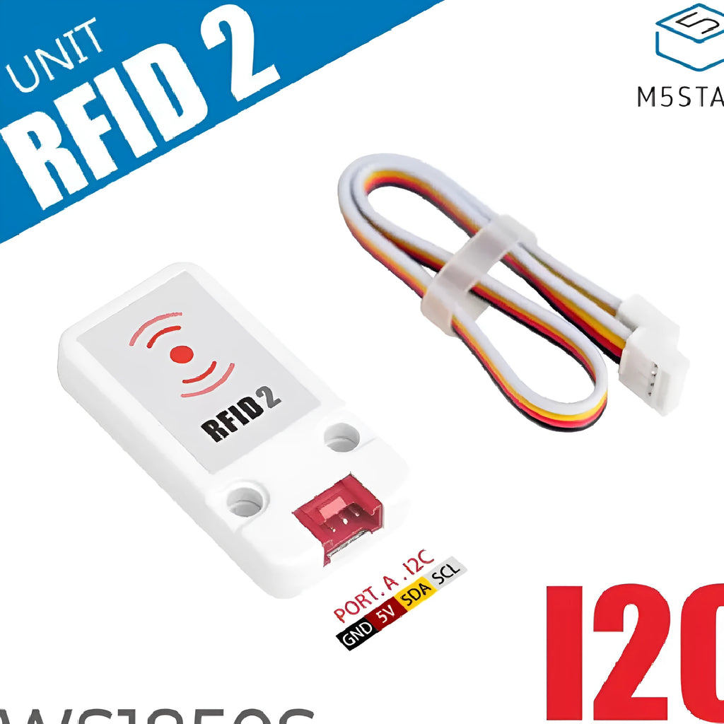 M5Stack WS1850S 13.56MHz RFID sensor module with HY2.0-4P connection cable.