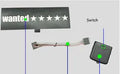 Electroluminescent car window sticker kit with driver and cable, showing foundation white glow.