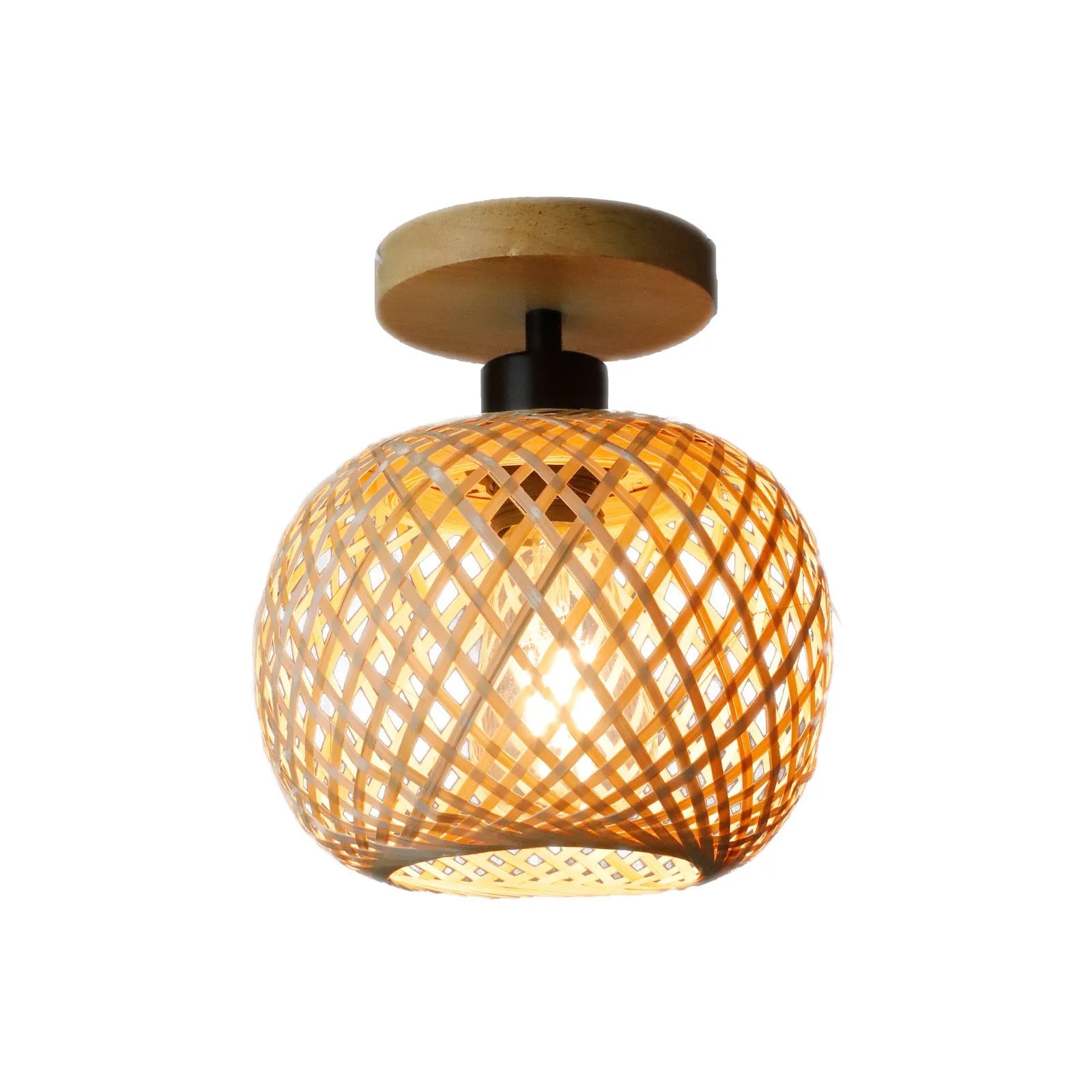 Bamboo Japanese-style pastoral ceiling lamp with wooden colour finish for hallway lighting