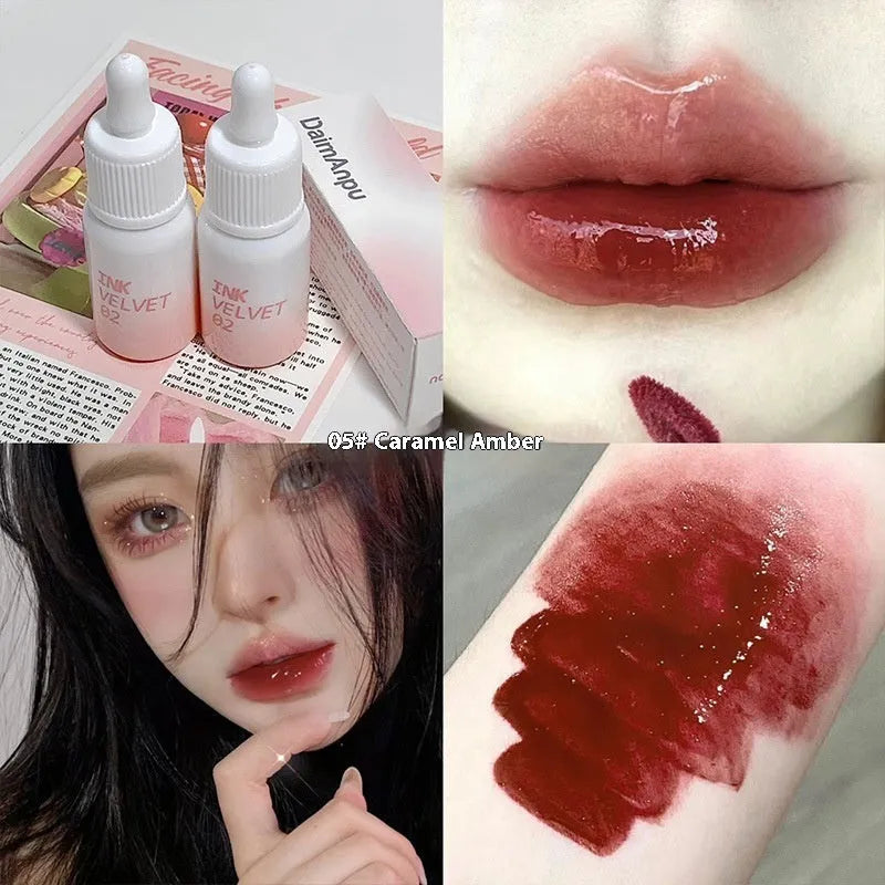 Mirror Lip Lacquer tube showing four shade options including Orange Tabby Cat Diary and Misty Berry