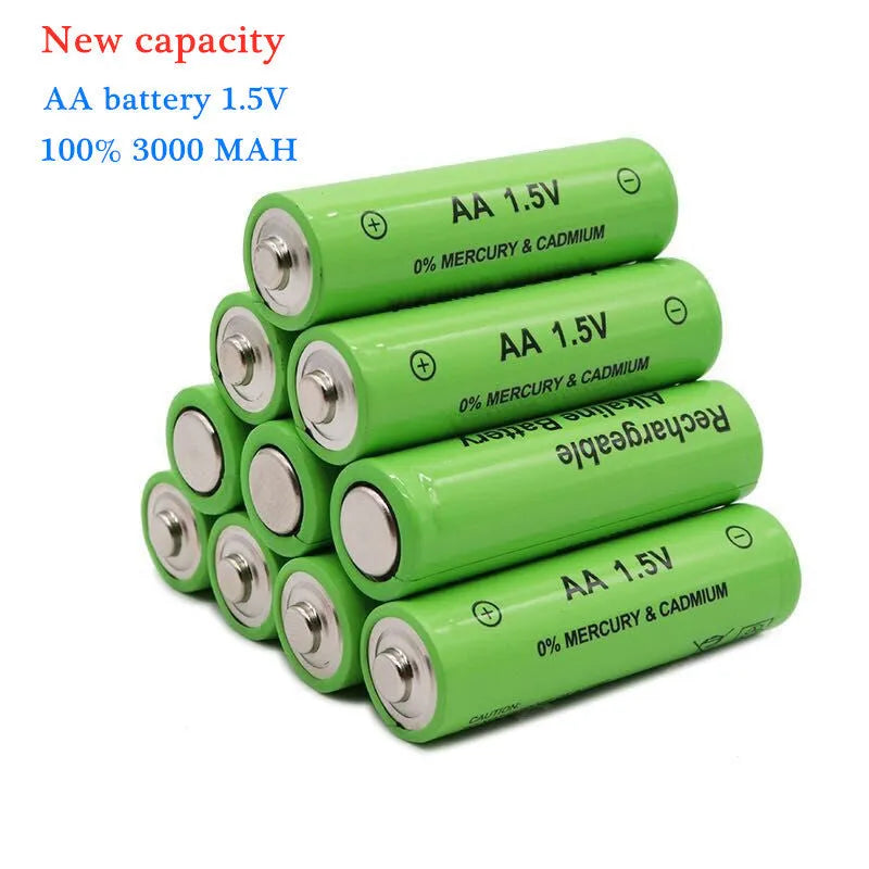 Pack of industrial alkaline rechargeable AA batteries with 3000mAh capacity