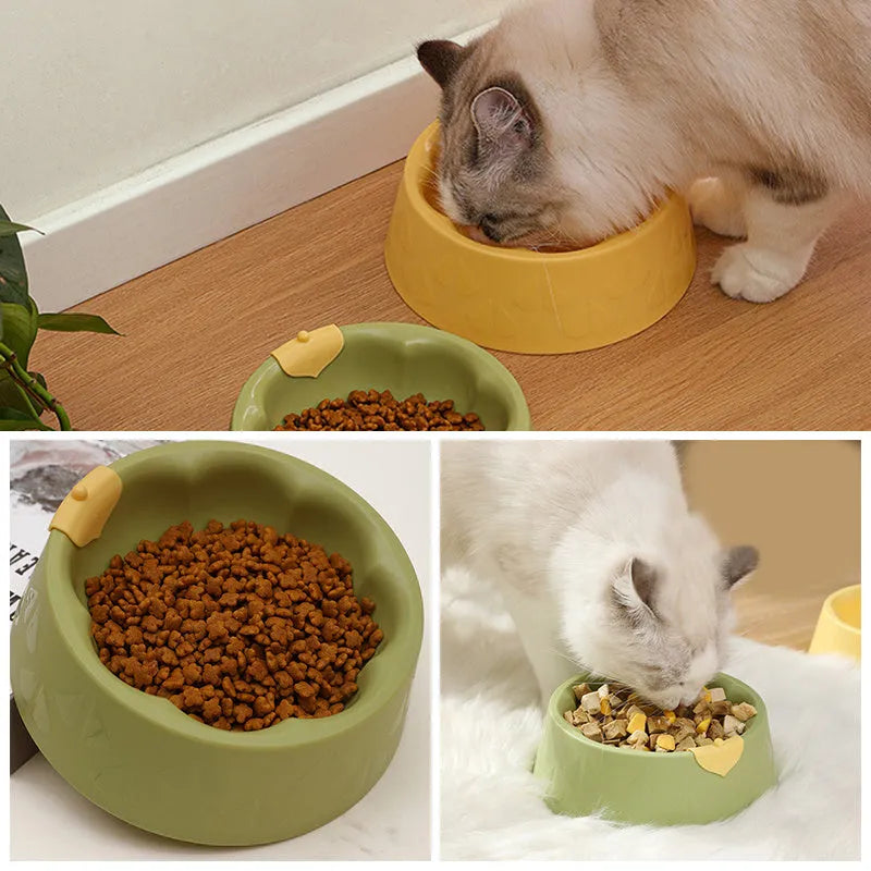 Double plastic pet bowl in flower shape with anti-tipping design for food and water