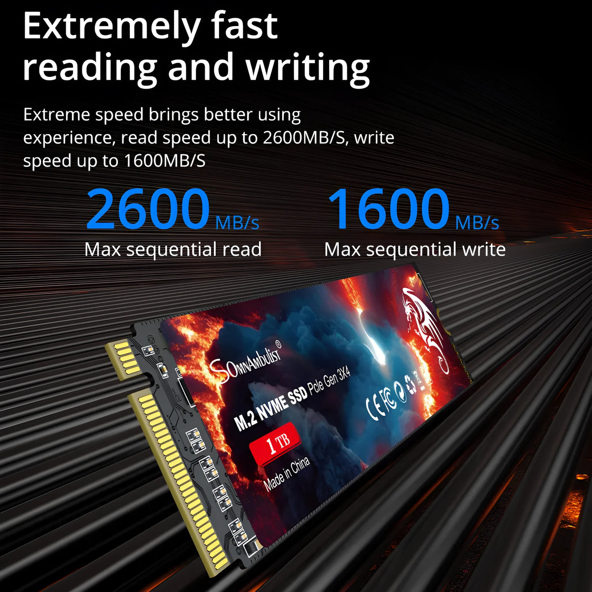 M.2 Solid State Drive for desktop computers with SATA 3.0 interface and capacity options