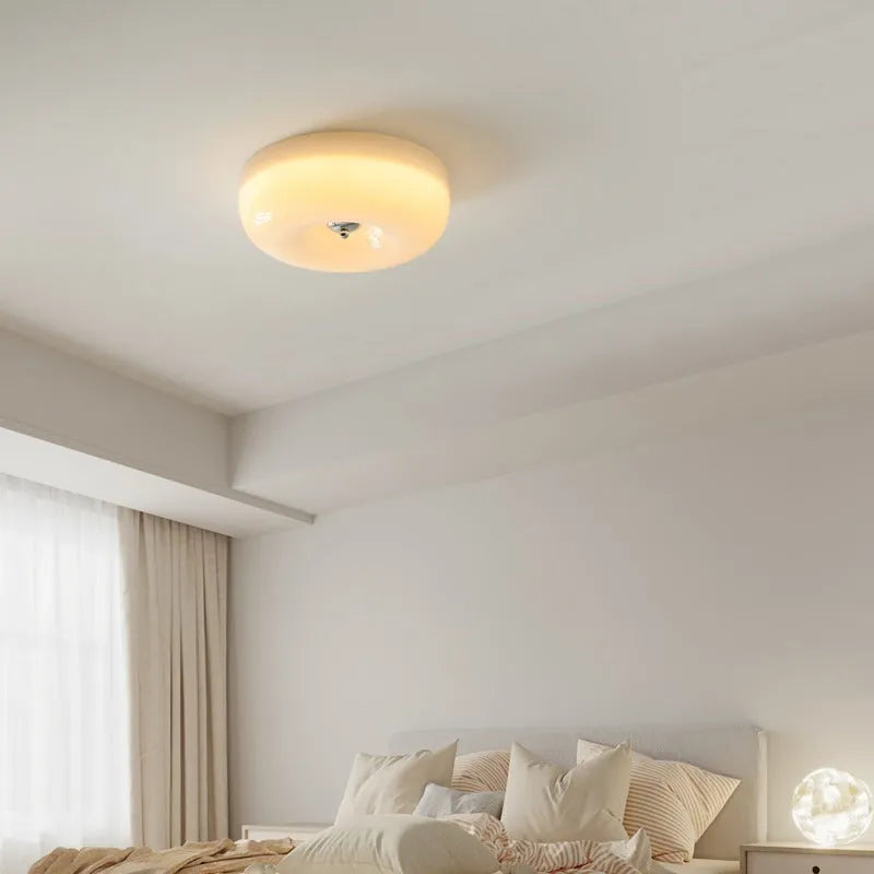 Cream colour American style ceiling lamp with three-colour light setting in 30cm or 40cm size.