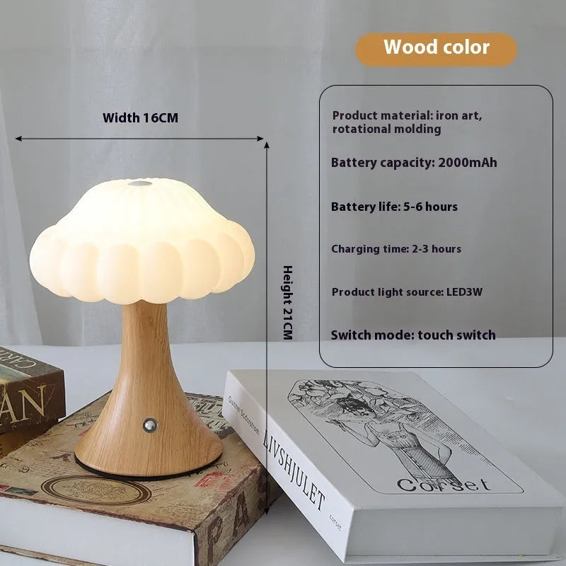Creative mushroom-shaped touch night light in five colour options for bar and cafe decoration