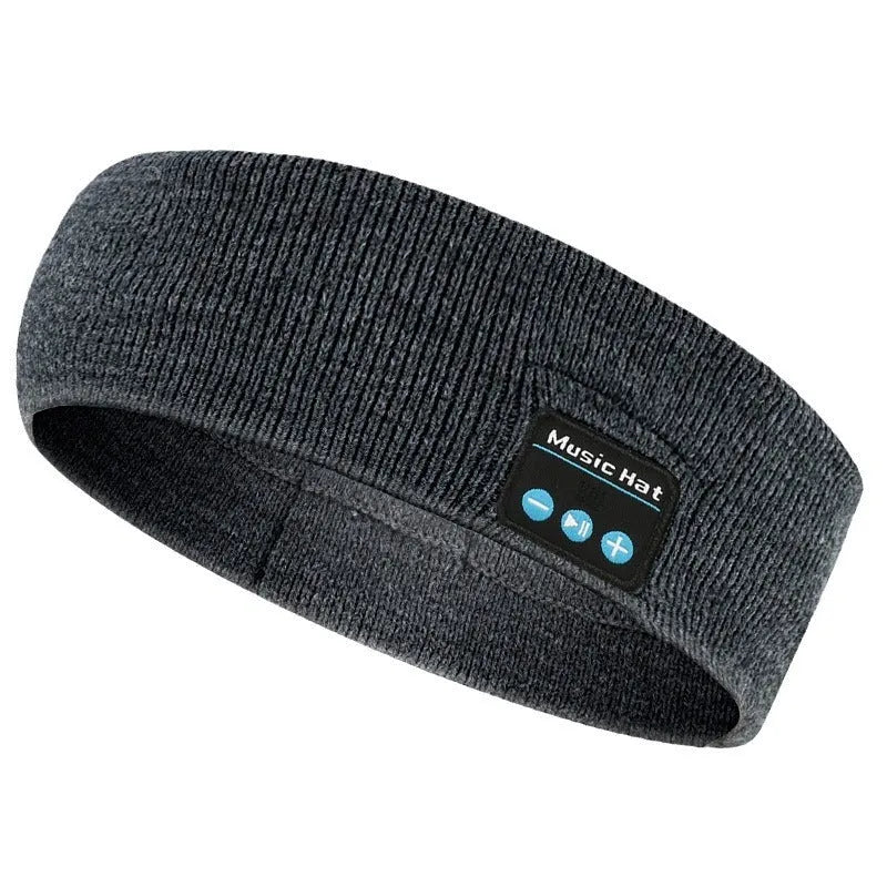 Bluetooth 5.4 sports headband with removable washable fabric and integrated wireless earphones