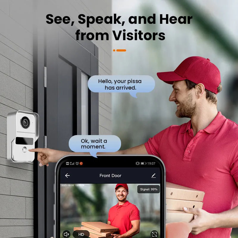 10-inch video intercom doorbell with colour HD camera and 1080P resolution for home security monitoring