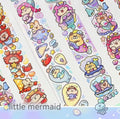 Sheet of cute cartoon character stickers printed on Japanese paper for packaging decoration.