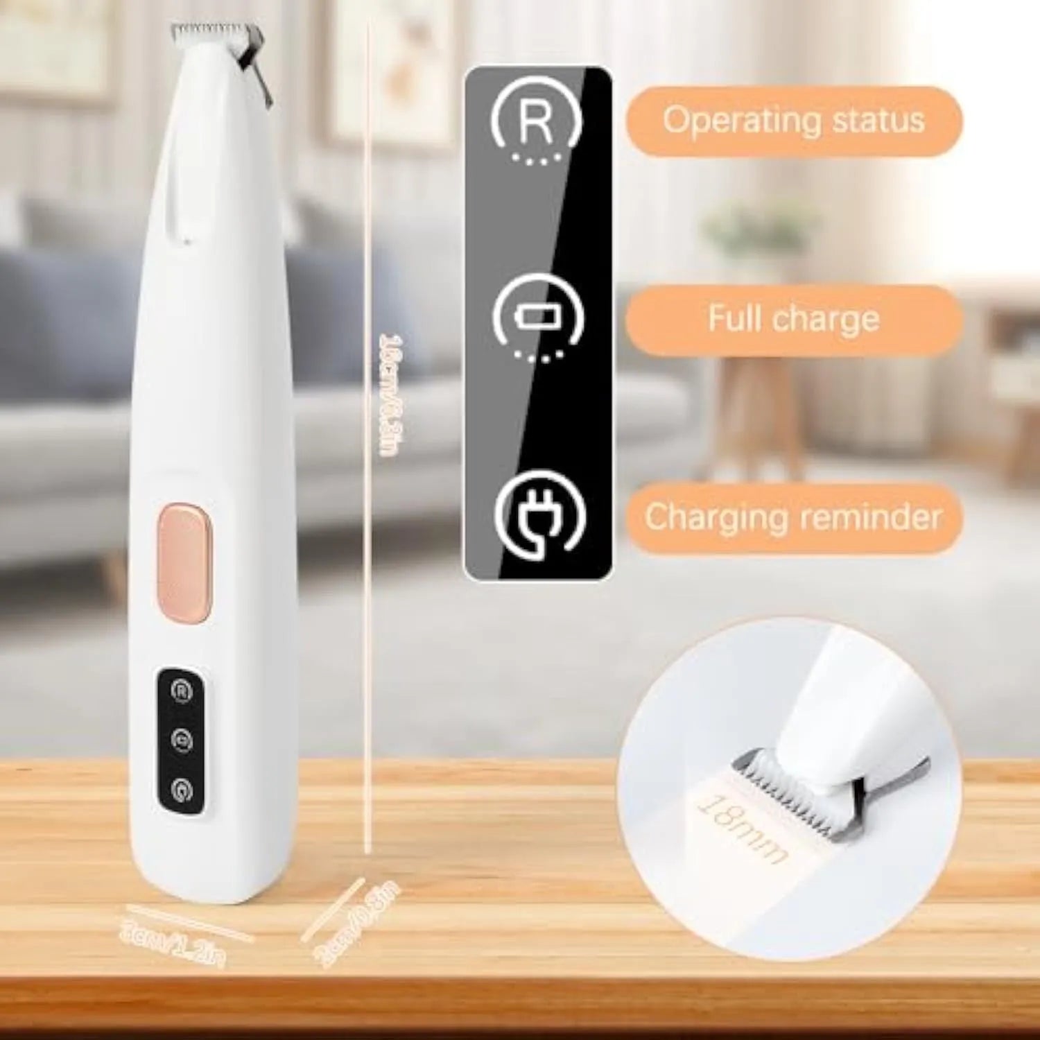 White rechargeable dog paw trimmer with LED light for precise grooming around pet paw pads