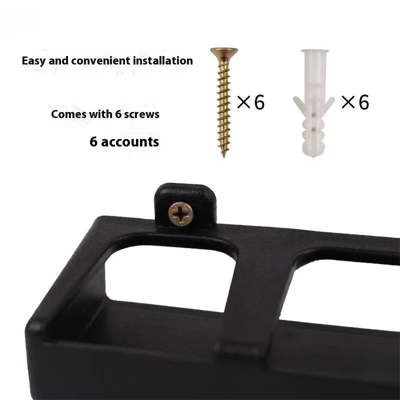 Black ABS plastic wall mounted fishing rod holder storage rack for vertical or horizontal rod storage