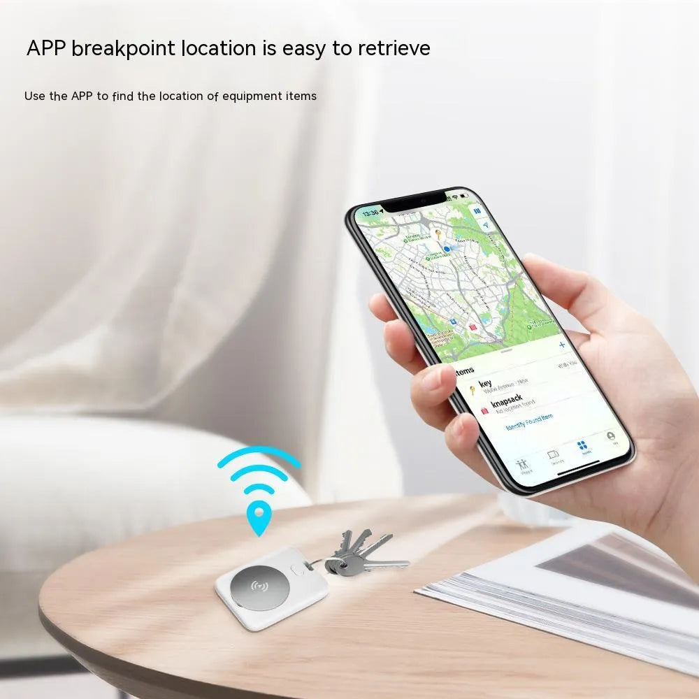 White ABS plastic pet tracker device for cats and dogs with Apple compatibility