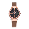 Ladies quartz watch with stainless steel strap, magnetic clasp, and 32mm round dial in multiple colour options.