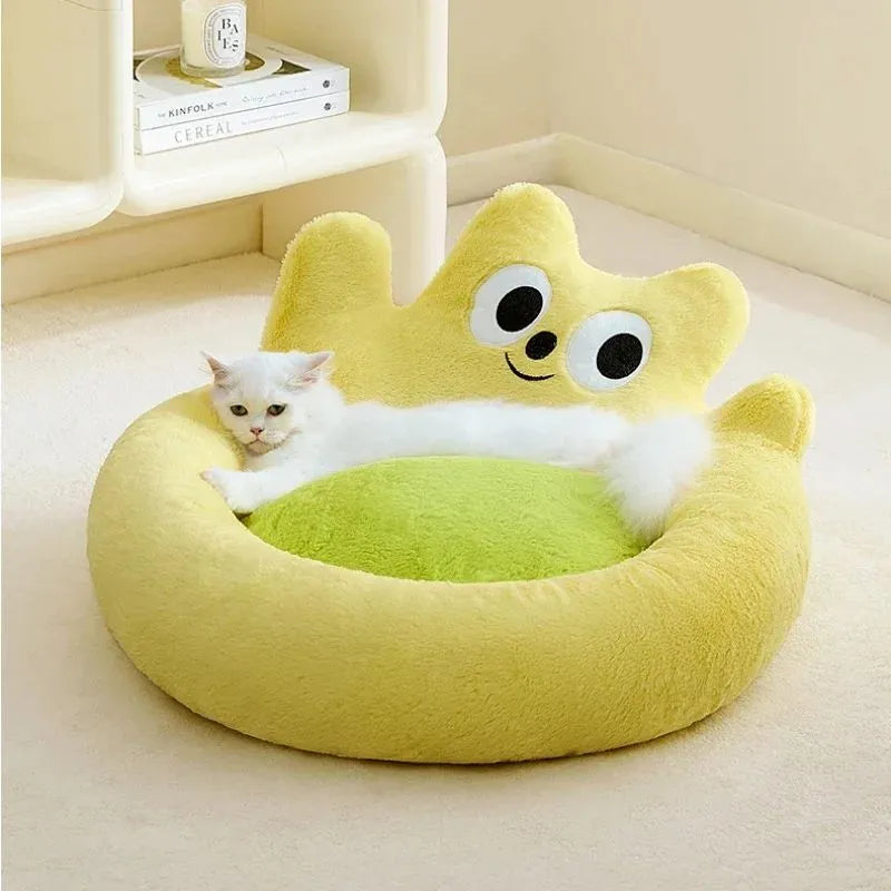 Warm cat nest bed cushion in pink or yellow, sizes L and M, for cats and puppies