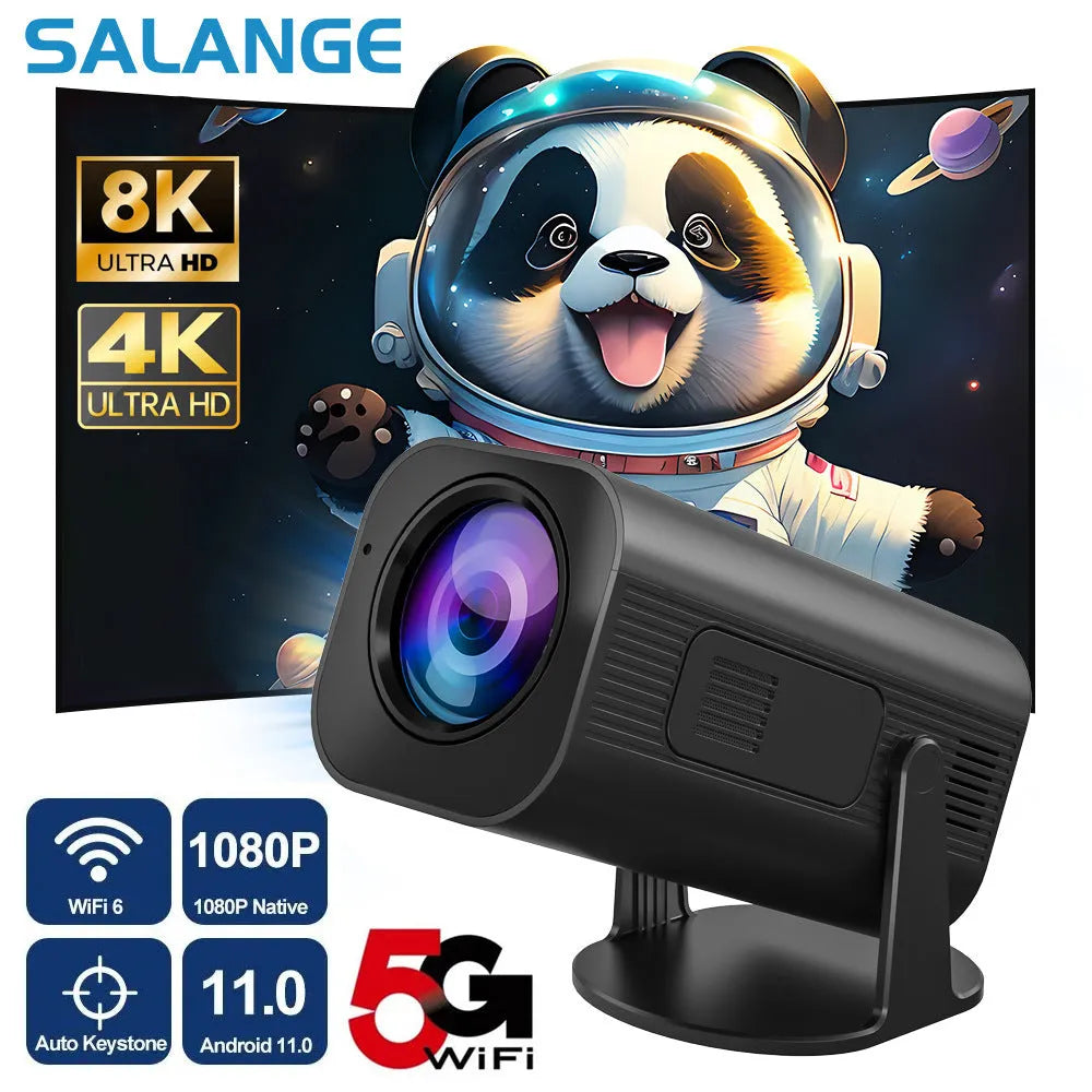 P330 black and white mini projector with remote control on table