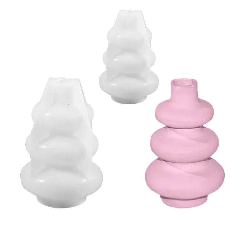 Three layer circular vase ornaments silicone baking mould in modern simple style