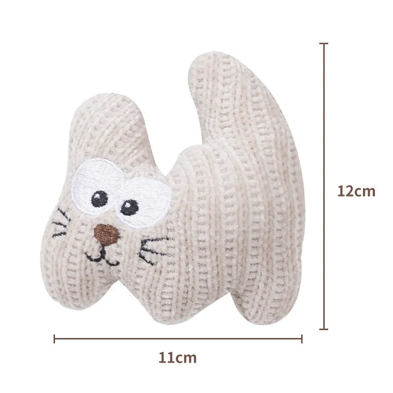 Cyan and light coffee plush cat toy with rope and bell for catnip play