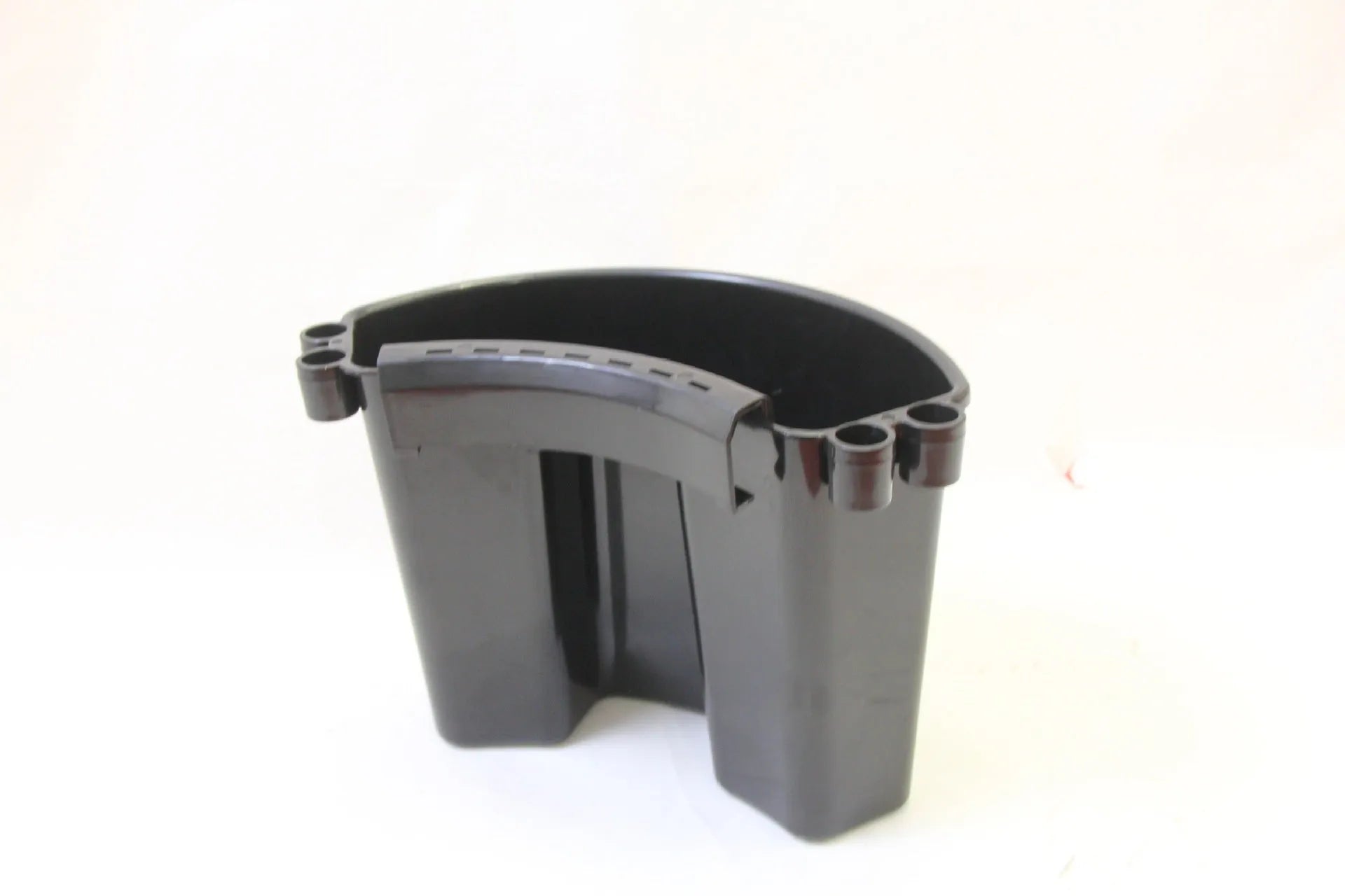 PP plastic car wash bucket shown in available colours: black, red, blue, and pink