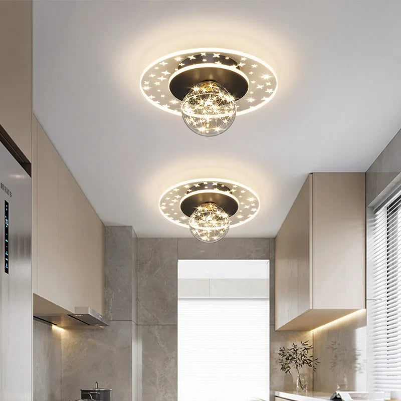 Modern minimalist ceiling light for corridor and hallway spaces with three colour lighting options