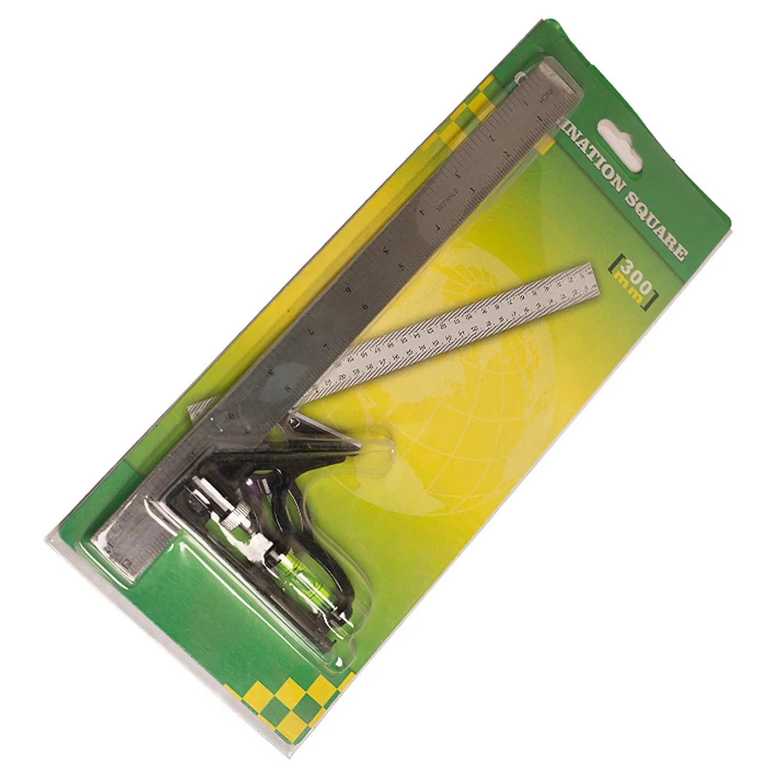 Red 7-inch metal combination angle ruler and double-sided metric base ruler set for civil surveying