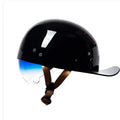 Men's bright black gradient blue retro half helmet for electric bicycles with ABS shell