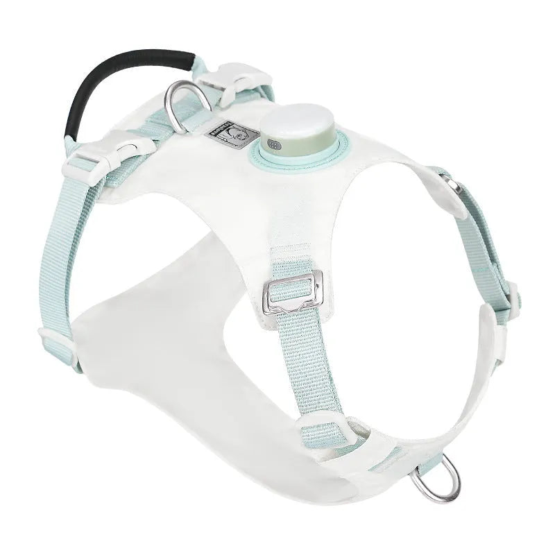 LED dog harness with chest strap in nylon material shown in multiple colour options