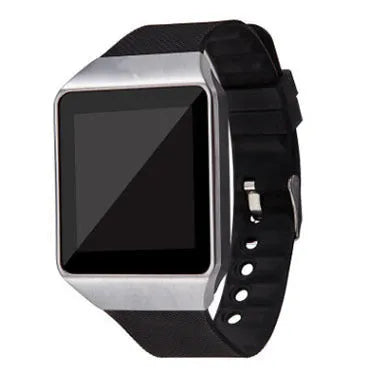 Smart watch with 1.44-inch touch screen and wrist strap, showing black colour option.