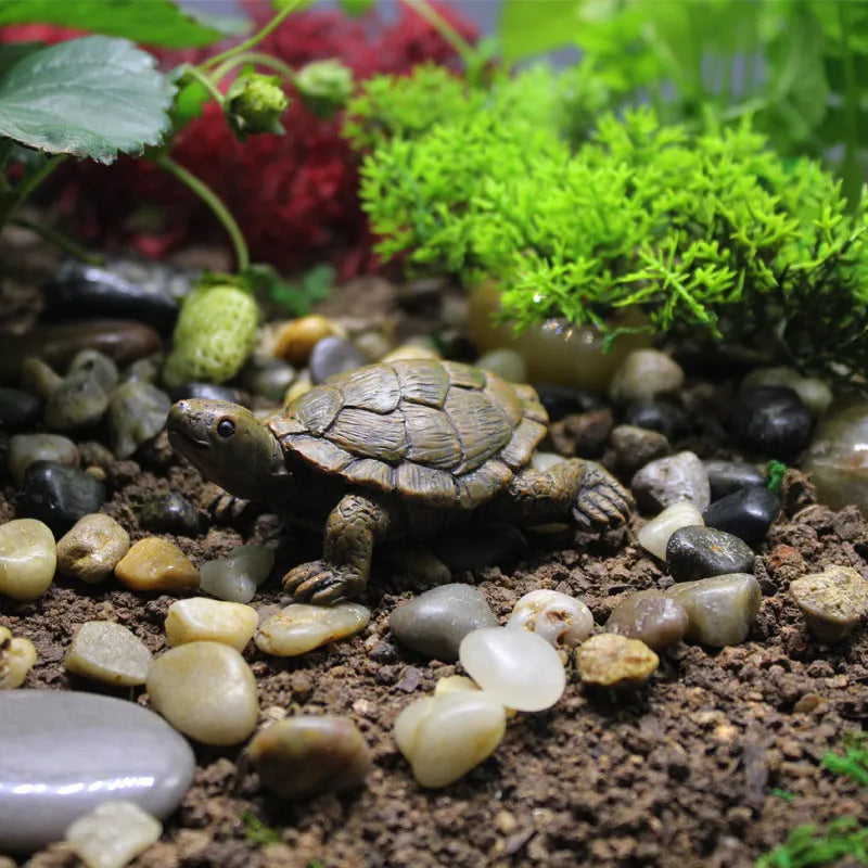 Coloured resin simulation turtle ornament for garden and tabletop decoration