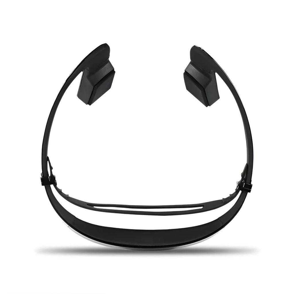 White wireless bone conduction headphones with over-ear band and Bluetooth 4.1