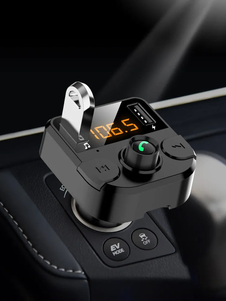Black BT36B car MP3 Bluetooth player unit for cigarette lighter socket.