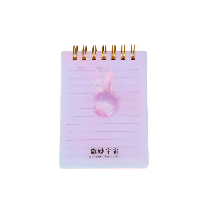 A7 rollover coil spiral notebook with PP plastic cover in Constellation, Sakura, Ocean, or Universe design.