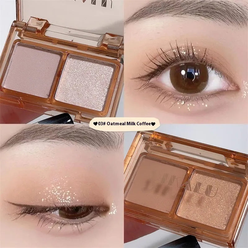 Two-tone pink and black matte shimmer eyeshadow plate with five colourway options
