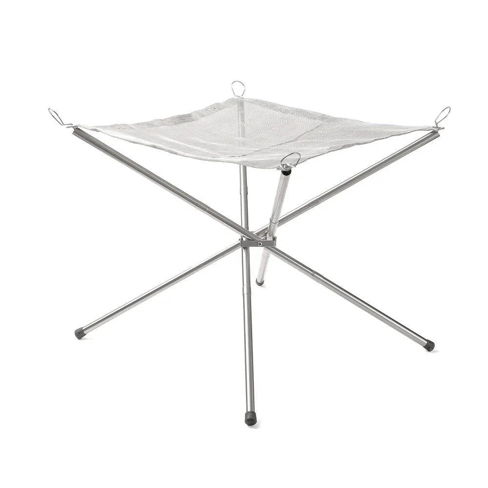 Silver stainless steel barbecue grill with net shown in large and medium size options.