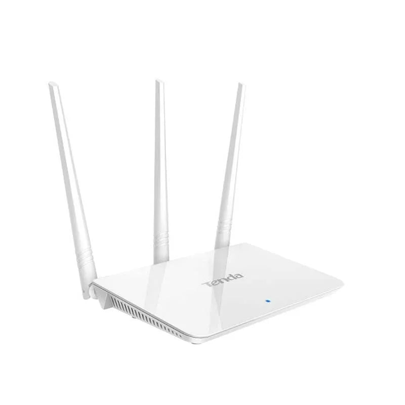 White wireless router with antennas for dual-band 2.4G and 5G WiFi home networking