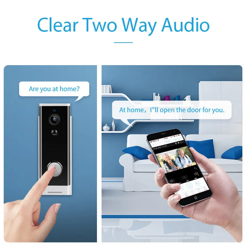 White wall-mounted network wireless camera for remote video intercom on mobile phones.