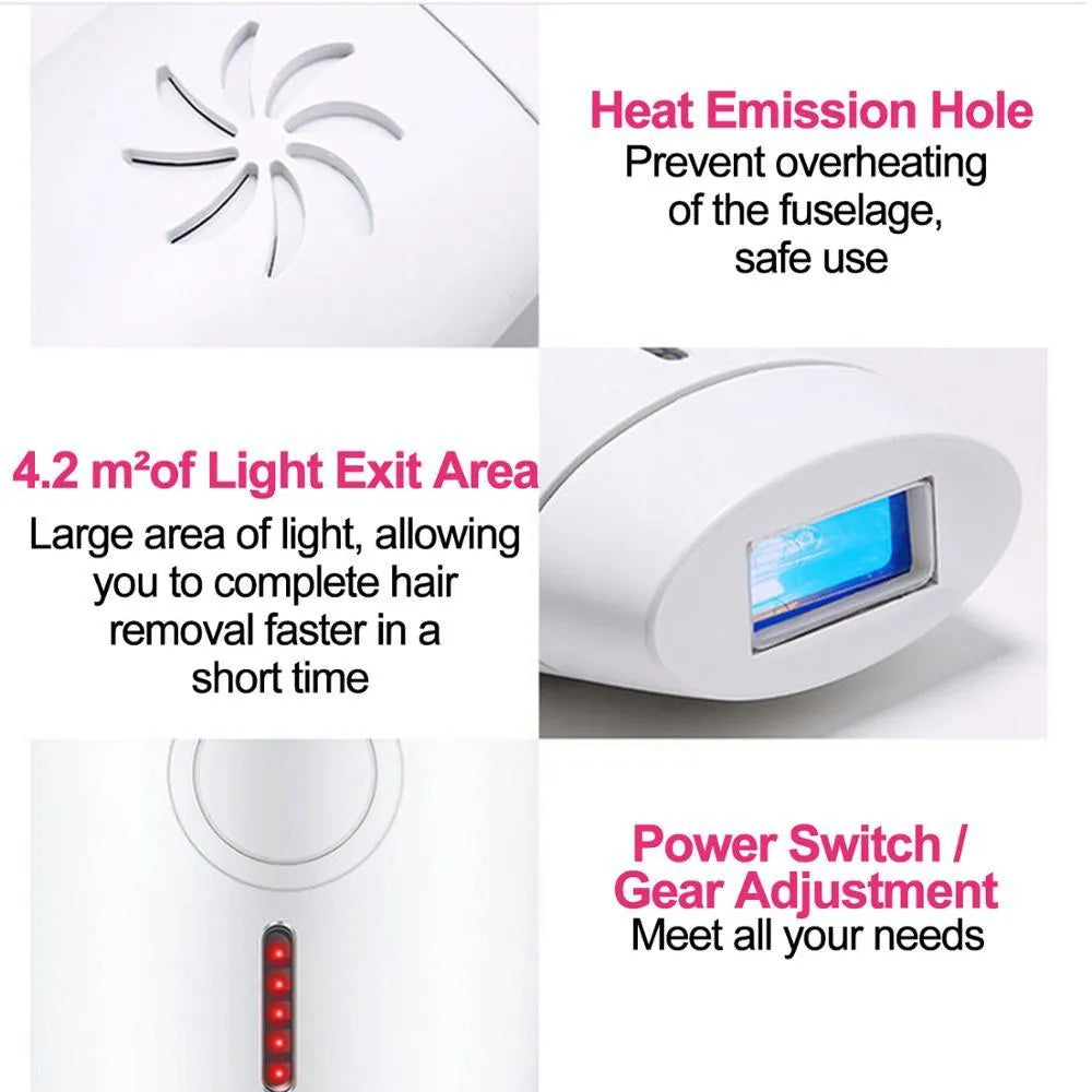 White home laser hair removal device on a table showing its compact size.