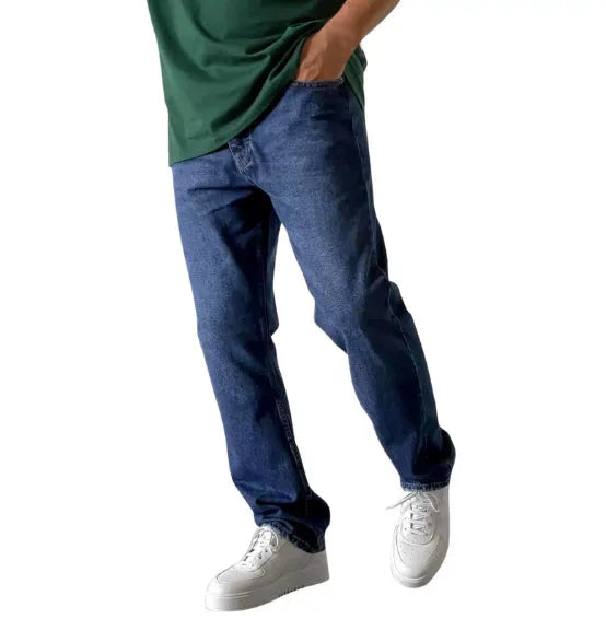 Men's slightly flared cotton cowboy trousers in dark blue, light blue, or light grey, sizes S to XL