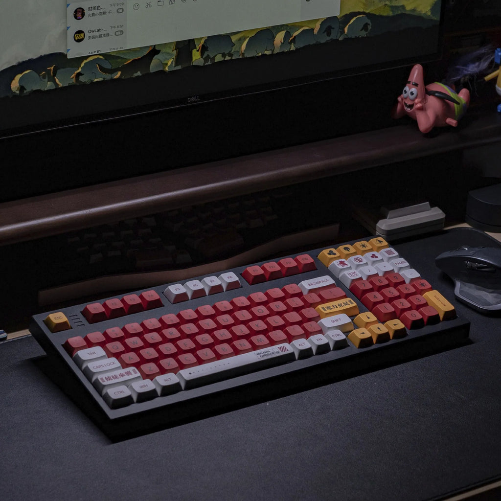 138-piece PBT sublimation key cap set with boy and girl colour matching designs for mechanical keyboards