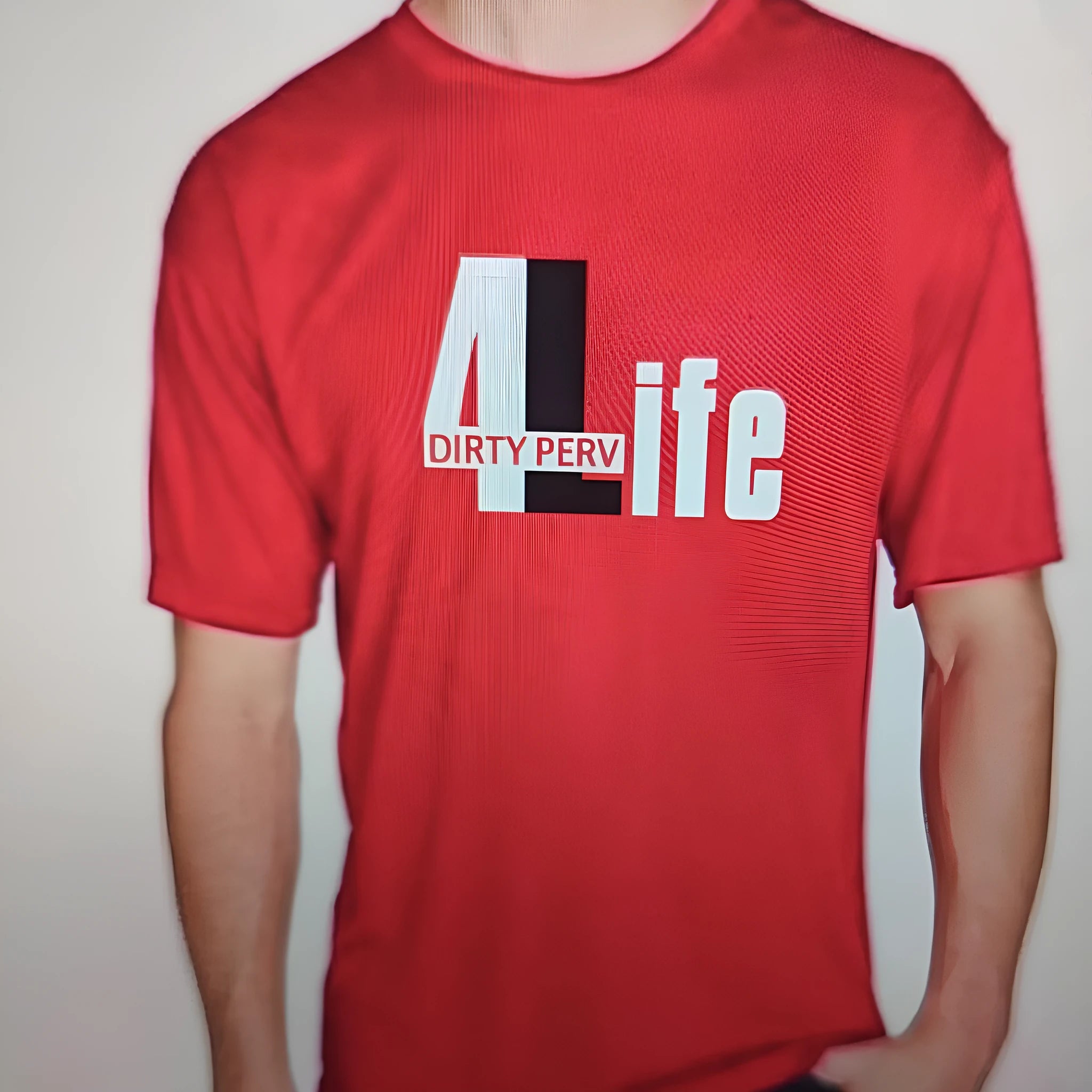 Red men's cotton t-shirt with short sleeves and round neck in loose casual style
