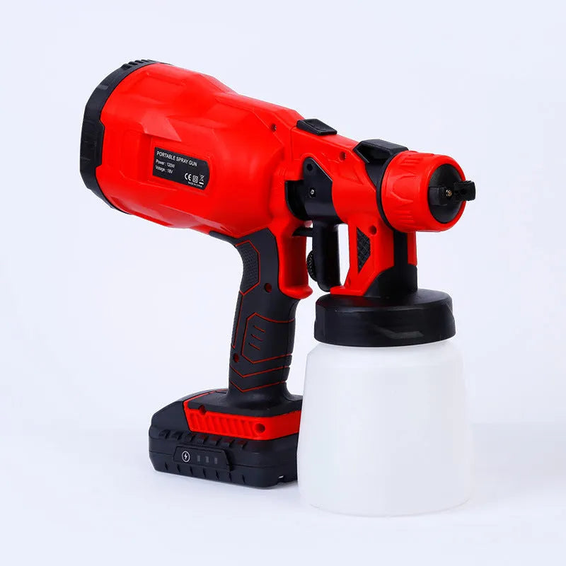 Blue cordless automatic paint spray gun with 800ml container and battery pack
