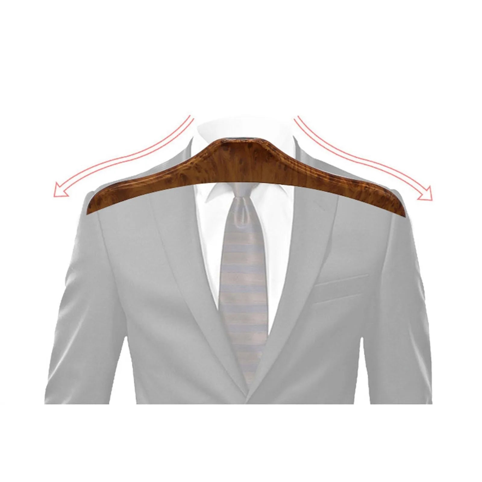Wood yellow stainless steel car mounted clothes hanger holding a suit jacket on a car seat
